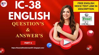 IC38 ENGLISH  MOST IMPORTANT QUESTIONS Part 6 ic38 irda irdaexam exam lifeinsurance [upl. by Dacie]