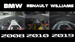 Robert Kubica in Monaco Onboard Comparison 2008 vs 2010 vs 2019 [upl. by Ahsirtap]