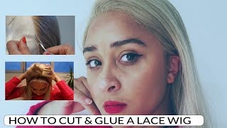 HOW TO CUT amp GLUE A LACE WIG HVORDAN LIME amp KLIPPE EN PARYKK [upl. by Hillari]