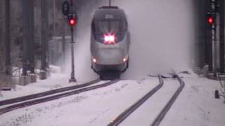 Acela Express kicking up piles of snowKingston [upl. by Merth]