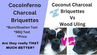 Coconut Charcoal Briquettes VS Wood Uling Barbeque and Burn Test [upl. by Ysdnil837]