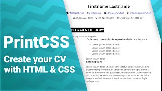 ⚡ PrintCSS Create your CV PDF with HTML amp CSS ⚡ [upl. by Dixon196]