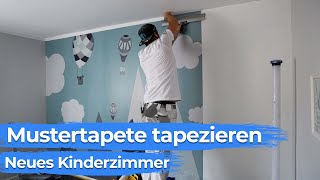 Tapete mit Muster richtig tapezieren  Kinderzimmer renovieren [upl. by Lleoj68]