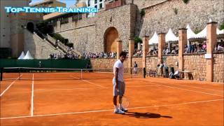 Nicolas Almagro Hitting ServesCourt Level View [upl. by Holladay]