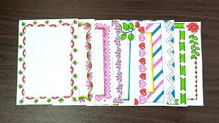 10 easy border design for project  beautiful border design for front page [upl. by Rozelle854]