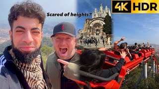 RIDING A ROLLER COASTER ON TOP OF A MOUNTAIN MT Tibidabo VLOG 4K HDR [upl. by Milas]