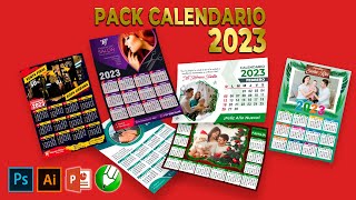 📅 Pack Calendario 2023 Editable en Photoshop Corel Draw Illustrator y en Power Point [upl. by Nerfe817]