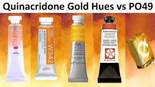 Quinacridone Gold Watercolor Comparison  White Nights Holbein Daniel Smith Winsor amp Newton etc [upl. by Bull]