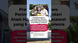 Presiden prabowo perintahkan 2 Menteri atasi Harga Tiket Pesawat yang malah di indonesia [upl. by Dlarej548]