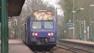 BB27300 et VB2N  Passage sans arrêt dans les 2 sens en gare dHerblay sur la ligne J du Transilien [upl. by Dleifniw]