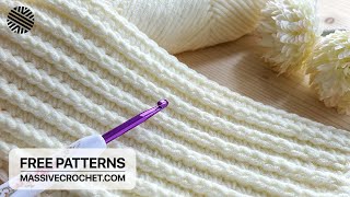 FAST amp EASY Crochet Pattern For Beginners ⚡️ 🥰 GORGEOUS Crochet Stitch for Blanket Scarf amp Hat [upl. by Nnaeinahpets]