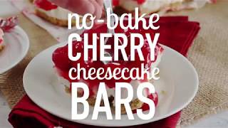 No Bake Cherry Cheesecake Bars Recipe [upl. by Schuler]