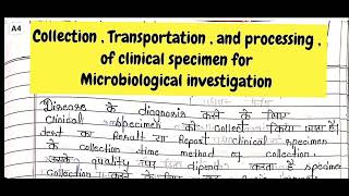 collection  transportation  and processing of clinical specimen for microbiological investigation [upl. by Gastineau]