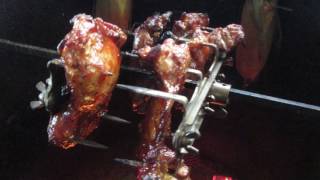 Boneless BBQ Chicken Thighs on the Rotisserie Use OctoForks on your grillsmoker rotisserie [upl. by Neillij212]