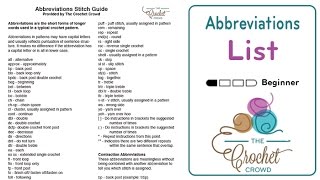 Free Crochet Abbreviations Guide by The Crochet Crowd [upl. by Attekahs]