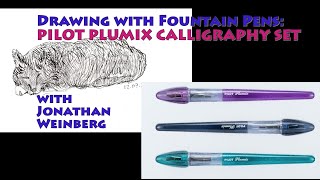 Drawing with Fountain Pens Pilot Plumix Calligraphy Set [upl. by Airtened196]