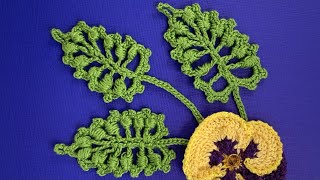 Hoja y cordon en crochet Pensamiento en collarParte 2 Crochet Leaf Pansy NecklacePart 2 [upl. by Kessiah]