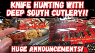 Pawn Shop Knife Hunting With Deep South Cutlery  Huge Announcements [upl. by Arlee]