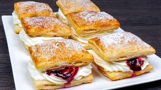 They will disappear in a minutePerfect dessert of puff pastry and pastry creamReady in 20 minutes [upl. by Airtened]