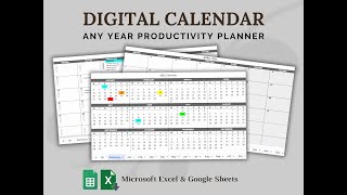 Digital Online Calendar  Any Year Productivity Planner [upl. by Nickie]