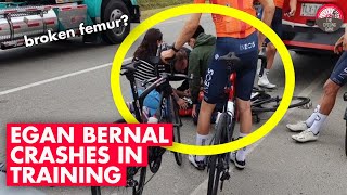 Egan Bernal Crash on TRAINING RIDE into a BUS What Now for Ineos Grendiers 2022 Tour de France [upl. by Kucik]