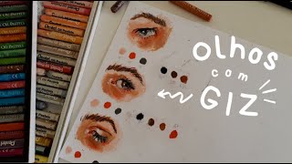 COMO PINTAR OLHOS COM GIZ PASTEL OLEOSO👁🖍🎨  Com efeito aesthetic 💫 [upl. by Hands]