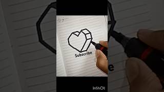 3D Heart drawing easy and simple 3D drawing drawing 3d heart [upl. by Mazman888]