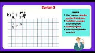 MATEMATIK TAHUN 3  TAMBAH PECAHAN TAK SAMA PENYEBUT [upl. by Schild433]