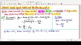 Numerical 2  MOSFET Small Signal Operation and Models  Microelectronics Circuits [upl. by Ardnael]