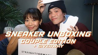 FIRST COUPLE UNBOXING  SNEAKER GIVEAWAY [upl. by Nylsirhc]