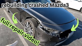 Rebuilding Crashed Mazda3 Hatchback  CLEAN TITLE [upl. by Holofernes]