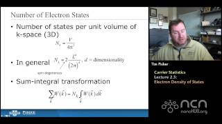 nanoHUBU Thermal Energy at the Nanoscale L23 Carrier Statistics  Electron Density of States [upl. by Aniral]