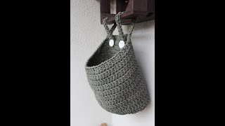 organizer ze sznurka na szydełku kieszeń kangura  hanging crochet basket [upl. by Egnalos669]