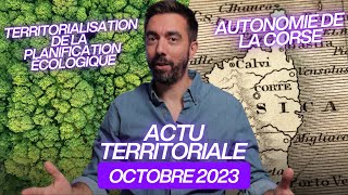 ACTU TERRITORIALE OCTOBRE 2023  planification écologique autonomie de la Corse [upl. by Nnanaej]