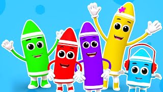 Five Little Crayons Learning Videos and Nursery Rhymes for Kids [upl. by Annahsed505]