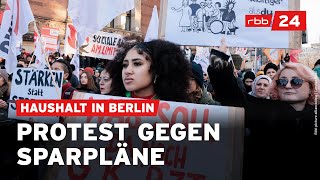 Sparpläne des Senats Sozialverbände protestieren vor dem Abgeordnetenhaus [upl. by Rebhun]