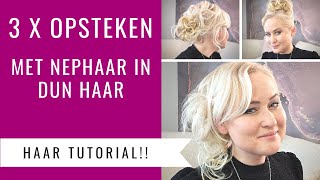 3X OPSTEKEN MET HAARSTUKJE rommelige nep knot met elastiek IN DUN HAAR  Dazzling Beauty [upl. by Eshman]