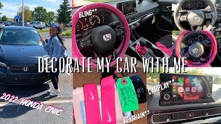 DECORATE MY NEW CAR WITH ME CAR TOUR 💕 2022 Honda Civic Sedan [upl. by Aihsel]