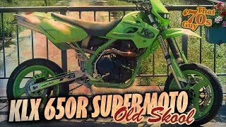 Old Skool Kawasaki KLX650R Supermoto Build 2002 [upl. by Ati]