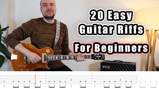 20 Easy Guitar Riffs for Beginners with Tabs [upl. by Aisor]