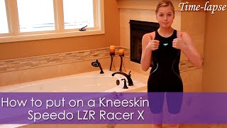 How to put on a Kneeskin  Speedo LZR Racer X  Timelapse [upl. by Auhoj65]