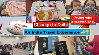 USA to India Travel ✈️ l Flying with 8 months baby Air India Hindi Vlog [upl. by Enayr]