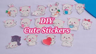 DIY Handmade Stickers  How to make cute stickers  DIY cute bunny and kittens stickers [upl. by Hayalat666]