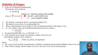 Application of Michelson interferometer To determine Refractive index and Visibility of fringes [upl. by Atiniv]