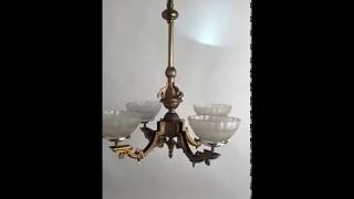 Eastlake 4 Light Gas Chandelier Light  Circa 1880 [upl. by Enelec]