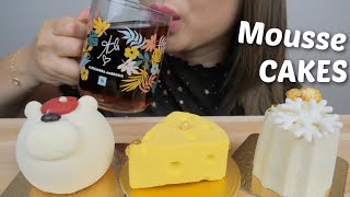 ASMR Mousse CAKES Yuzu Bear Say Cheese and Bell Mousse cakes NO Talking Soft Eating Sounds  NE [upl. by Caffrey406]