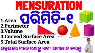 Mensuration Part1Mensuration Basic ConceptsFormulaAreaVolumePerimeterCSATSA by Chinmaya Sir [upl. by Dlonra]