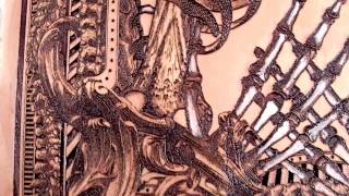 Laser Engraved on Wood quotBonesquot Skeleton Human Anatomy Dark Art Spooky Art [upl. by Klatt420]