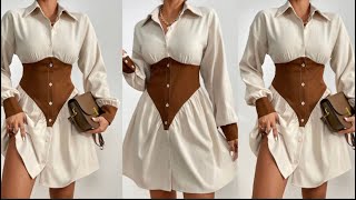 How to sew a trendy shirt dress with a basque waistline and a gigot sleeve sewing tutorial [upl. by Pearce]