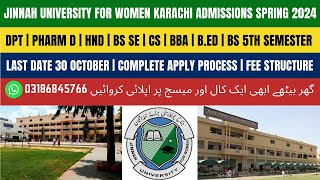 Jinnah University For Women Karachi Admissions Spring 2024  Complete Apply Process  Fee Structure [upl. by Notpmah51]